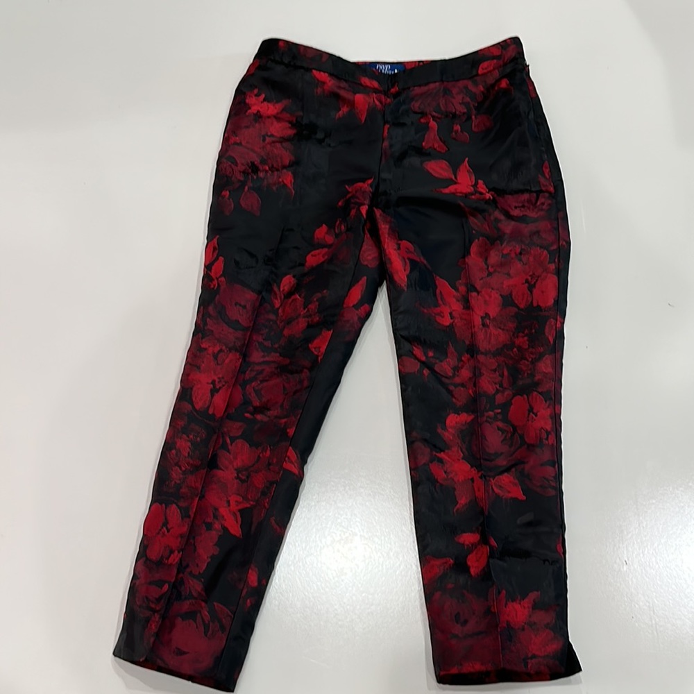 TALBOTS Hampshire Red & Black Floral Ankle Pants 6P - Picture 6 of 13